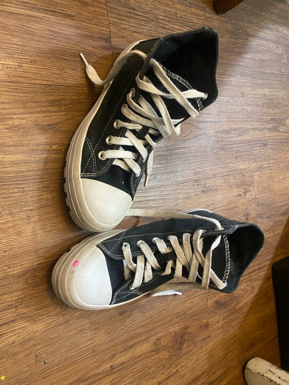 Black Canvas High-Top Sneakers with White Toe Caps